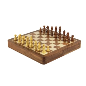 Solid Wood Sheesham Square Chess Set 12 Inch - Picture 1 of 5