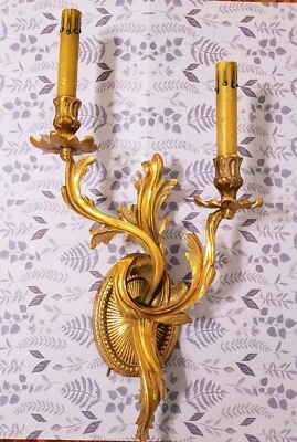 Aplique de pared de latón/bronce Frederick Cooper Chicago con cable rococó    Foto 1 de 4