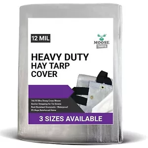 Heavy Duty Hay Tarp 25x33 Grass Seed Cover With Tie Down Straps Waterproof - Picture 1 of 6