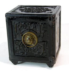 c1890 LARGE CAST IRON FLOOR SAFE FIGURAL STILL BANK / ROYAL SAFE DEPOSIT By HART - Picture 1 of 7