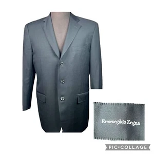 ERMENEGILDO ZEGNA WOOL MEN'S BLACK JACKET BLAZER 3 BUTTON SINGLE VENT 42R - Picture 1 of 12