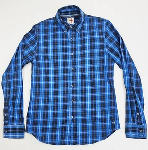 Relwen Sz Small Mens Blue White Check Button Down Long Sleeve Logo Flannel Shirt - Picture 1 of 10