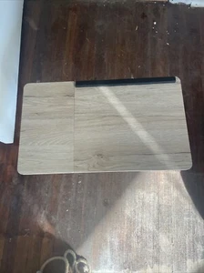Bamboo Adjustable Laptop Desk Breakfast Serving Bed Tray with Tilting Top Drawer - Picture 1 of 7