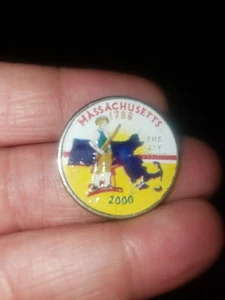 2000 massachusetts quarter with color print on back - Picture 1 of 1