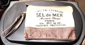 Bolso Myra Cuero PARÍS Cartera Muñequera Lona Sel De Mer Cremallera Estilo Vintage - Imagen 1 de 9