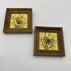 Vintage Hand painted Butterfly Framed Signed L. Aune Set Of 2