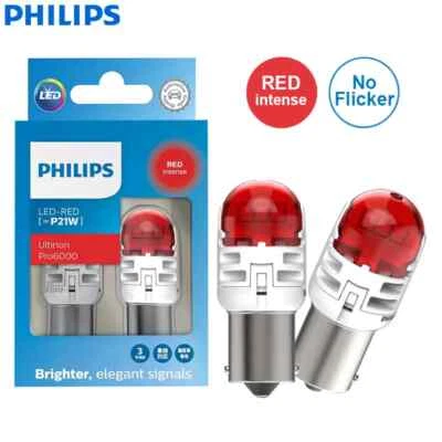 Philips Ultinon Pro6000 LED P21W 1156 BA15s Red Color Light Car Reverse Lamps - Image 1 of 4