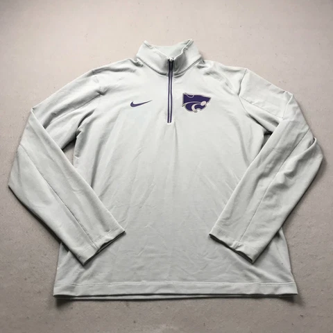 Kansas State Wildcats Jacket Mens Small Gray Nike 1/4 Quarter Zip Dri Fit NCAA Cover