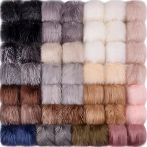 Pieces Faux Fur Pom Pom Fluffy Pom Pom Balls with Elastic Loop Faux Fox Fur Pom - Picture 1 of 7