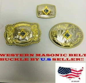 FREIMAURER FREIMAURER SYMBOL LOGO GROSS RIESIG RODEO WESTERN GOLD Hebillas Vaqueras - Bild 1 von 6