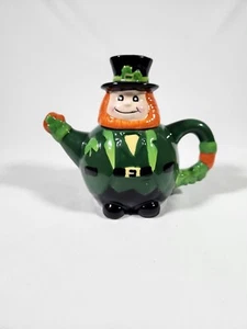 Lächelnder Kobold Teekanne Irish St. Patrick's Day - Bild 1 von 10