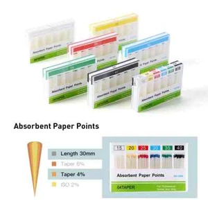 Dental Root Canal Endodontics Absorbent Paper Points Taper 0.04 15-40# Mixed - Picture 1 of 37