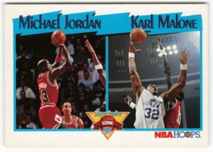 1991-92 Michael Jordan - Karl Malone NBA Hoops - Chicago Bulls Utah Jazz - Picture 1 of 2