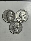1950 D 1951 1952 D Washington Quarters 90 Percent Silver US Coins Lot Of 3