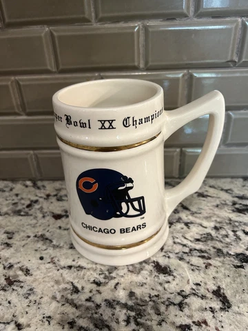 1985 Chicago Bears Super Bowl XX Champions Stein Beer Mug NFL Vintage Cover