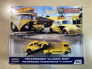 Hot wheels Team Transport VW Volkswagen Classic Bug and T1 Pickup on Real Riders - Picture 1 of 9