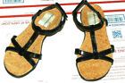 Aj Valenci Black T-Strap Cork Flat Sandals Women Size 6M