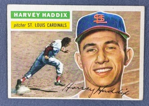 1956 Topps Set Break Harvey Haddix gris gris espalda #77 pobre -- en muy buen estado (agujeros de pasador) - Imagen 1 de 2