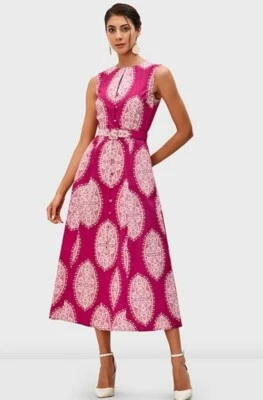 Vestido rosa para mujer Wayward Fancies eShakti estampado de encaje popelina de algodón talla S #Z Foto 1 de 4