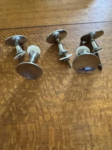 Chrome Door Drawer Pulls Lot Of 5 With Fixtures NOS Mid-Century Round Concave - Picture 1 of 4