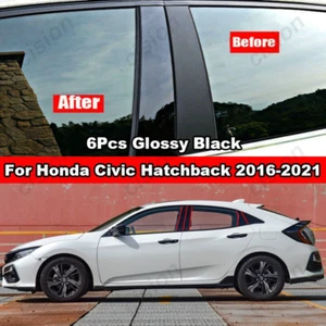 6 piezas cubierta de ajuste postes de pilar ventana negra BC para Honda Civic Hatchback 2016-2021 - Imagen 1 de 6