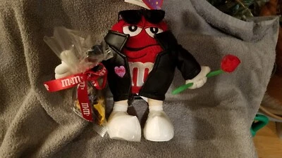 M&M's Valentine Galerie Red Black Leather Jacket w/ Rose Plush 8" Poseable NEW - Image 1 of 4