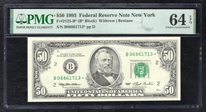 FR. 2125-B* 1993 $50 *STAR* FRN FEDERAL RESERVE NOTE NEW YORK, NY PMG UNC-64EPQ - Picture 1 of 2
