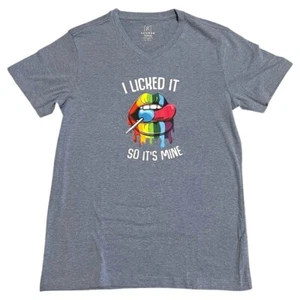 I Licked It So It's Mine T-Shirt V-Ausschnitt Blau Größe Small Neu mit Etikett - Bild 1 von 3