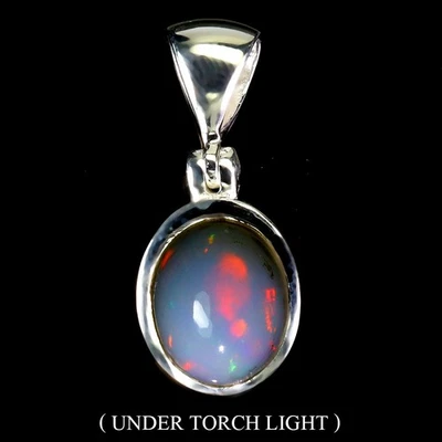 Ювелирные изделия кулон серебро 925 пробы овальный огненный опал 11x9 мм натуральный драгоценный камень - Изображение 1 из 4