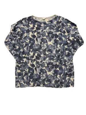 J Jill Pure Jill 2X Suéter Azul Floral Ligero Túnica Mezcla Algodón LS Foto 1 de 4