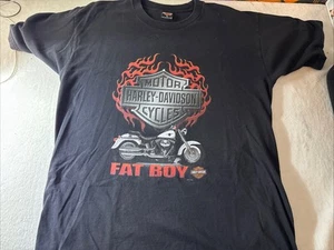 Vintage Harley Davidson Shirt Men's XL Black Fat Boy Biker Motorcycle 2001 - Picture 1 of 5