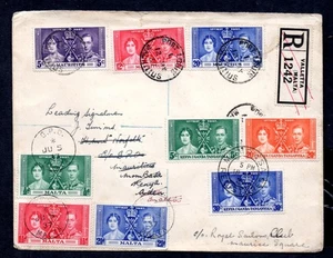Mauritius - 1937 KGVI Coronation Cover Reposted to Kenya, Malta back to UK - Picture 1 of 2