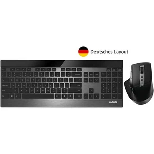 Rapoo 9900M kabelloses Tastatur-Maus-Set flaches Design DE-Layout QWERTZ Schwarz - Bild 1 von 7