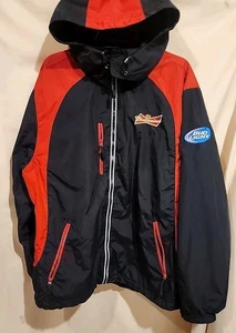 Budweiser Racing Jacket Mens Large Black Red Hooded Full Zip Bud Light - Picture 1 of 7