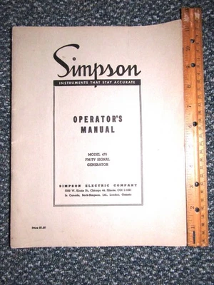 Simpson FM-TV Signal Generator Model 479 Operator's Manual  ~ Original - Image 1 of 4