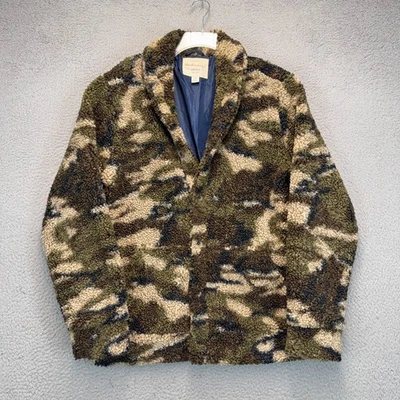 Weatherproof Sherpa Fleece Jacket Mens Large Green Brown Camo Lined Shawl Collar - Image 1 of 4