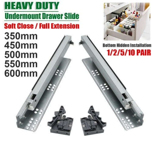 14"-24" Soft Close Concealed Undermount Drawer Runners Slide Full Extension UK - Image 1 of 4