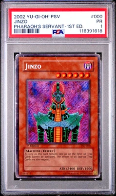 PSA 1 1ST EDITION 2002 Pharaoh's Servant Jinzo PSV-000 YUGIOH Secret Rare - Image 1 of 2