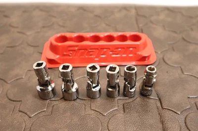 SNAP-ON 6PC. 1/4"DR. 6PT SAE SWIVEL UNIVERSAL SOCKETS W/MAGNETIC HOLDER#TMUS141A - Image 1 of 4