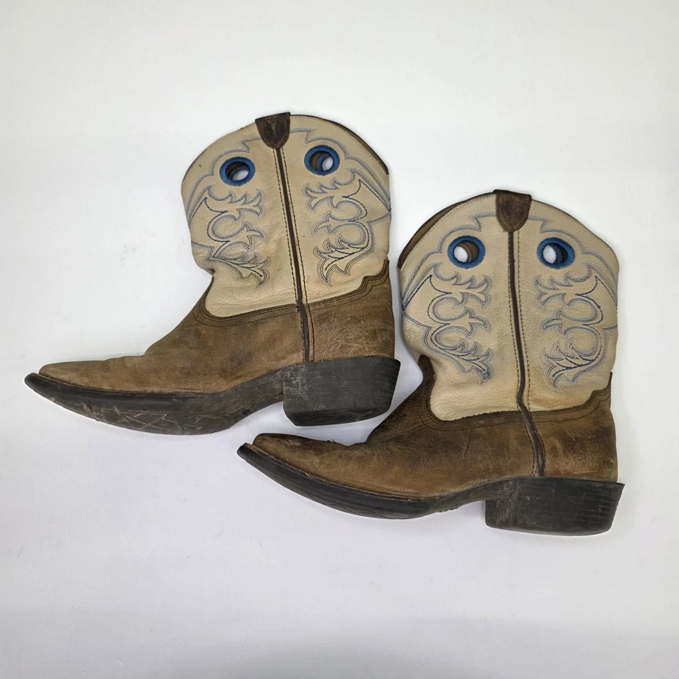 Botas caubói ocidental couro marrom azul Ariat 10005993 crianças jovens tamanho US4 - Imagem 1 de 1