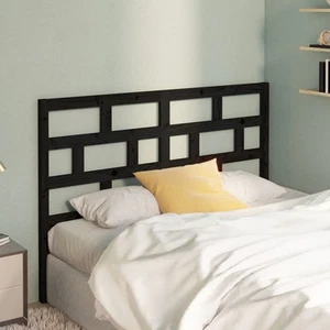 Black Solid Pinewood Bed Headboard 126x4x100 cm Stylish Home Furniture - Picture 1 of 5