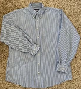 Camicia elegante uomo Kirkland blu a righe taglia 16,5 34/35 - Foto 1 di 5