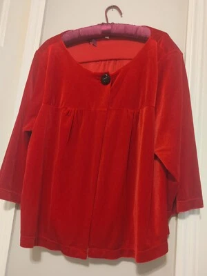  Chaqueta de Noche Navidad Rojo Terciopelo Look Cierre de Botones con Cuentas, Elegante, Fiesta3XL Foto 1 de 4