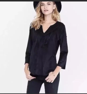 Nuevo con etiquetas Top Express Imitación Gamuza Boho Western Manga 3/4 Talla S Negro Foto 1 de 4