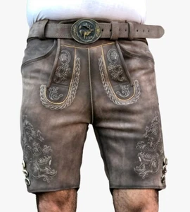 Hirschelederhose Trachten lederhose Oktoberfest Lederhose mit Gürtel Gr,46-62 - Bild 1 von 4