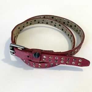Calvin Klein Slim Red Leather Studded Belt, Size S