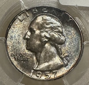 1957 Washington Quarter PCGS MS66 Type B Reverse FS-901 25C - Argento bella tonalità - Foto 1 di 6