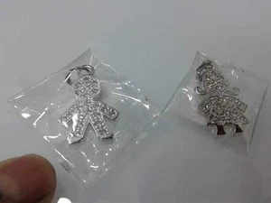 2 Anhänger Bebè1 Bimba E 1 Baby Grande Tor Silber 925 Mit Zirkonia Pendant - Picture 1 of 1