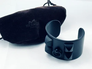 Hermès Collier de Chien Black Aluminium Bangle Bracelet - Picture 1 of 10