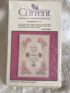 Current Cross-Stitch Kit with Card & Envelope Roses Special Occasion Craft Vntg - Picture 1 of 4